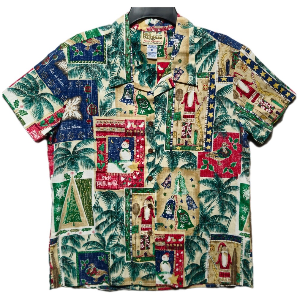 Reyn Spooner Mele Kalikimaka Shirt Womens M Vintage Christmas Hawaiian Holiday